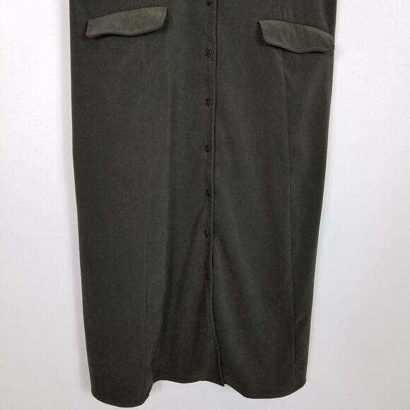 Talbots Women Button Down Sleeveless Midi Dress Sz 14 P Green Sleeveless Pockets - Picture 3 of 8